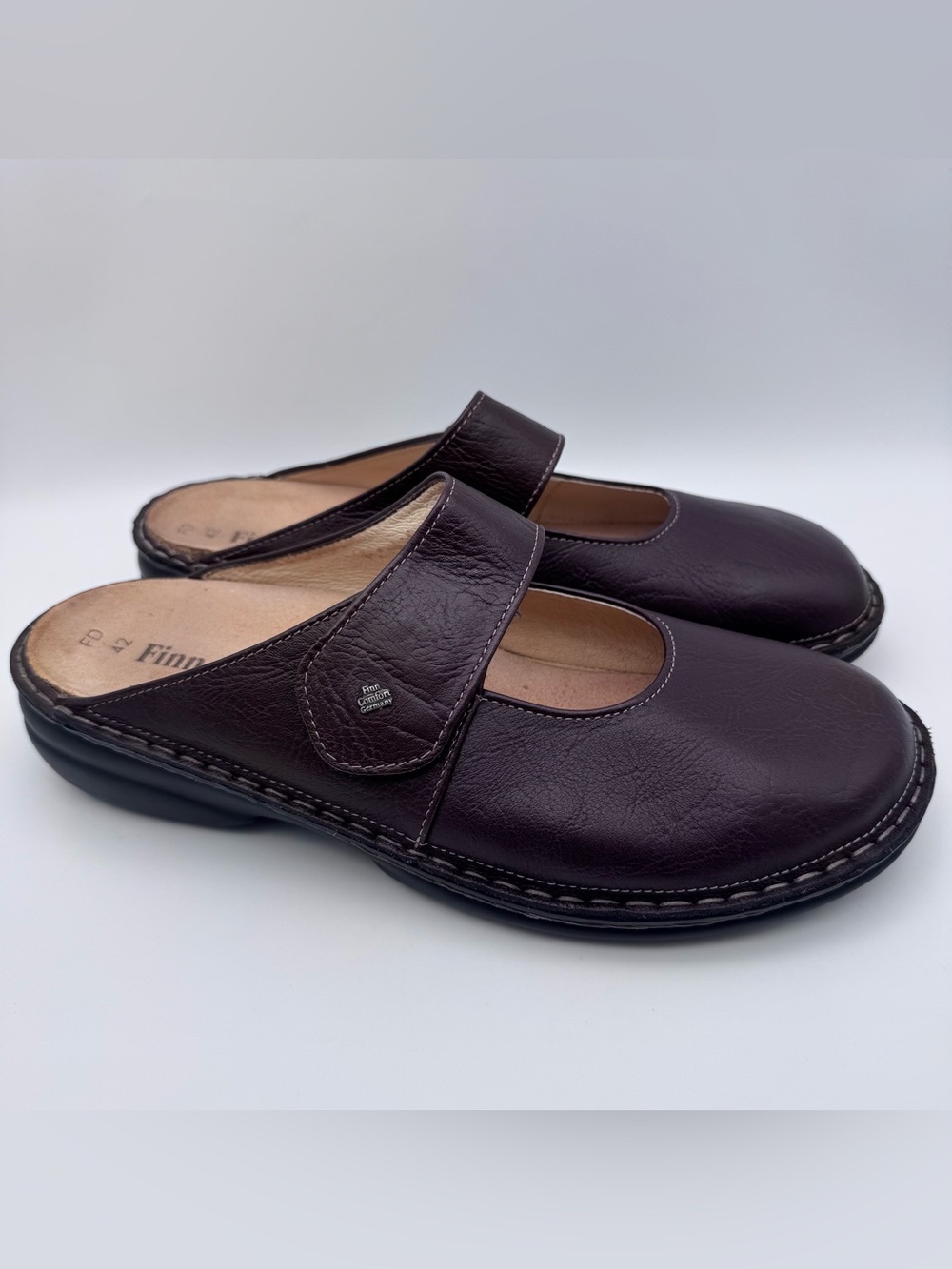 Finn Comfort Stanford Mule Clogs Brown Leather Women 42 / 10.5-11 Comfort